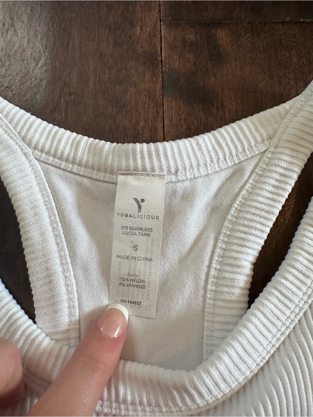 Yogalicious White Ribbed Racerback Tank - Picture 2 of 3